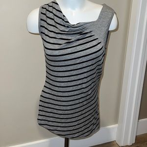 Grey and black stripped sleeveless blouse
